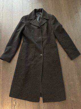 sisley y2k grey long coat size small wool blend made in italy minimalist